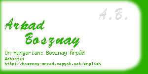 arpad bosznay business card
