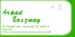 arpad bosznay business card
